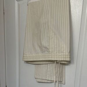 Hermes Cream Dress Pants with Elegant Pinstripes